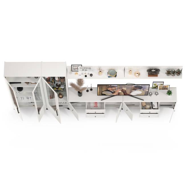 Валенсия стенка для гостиной № 86 цвет белый шагрень