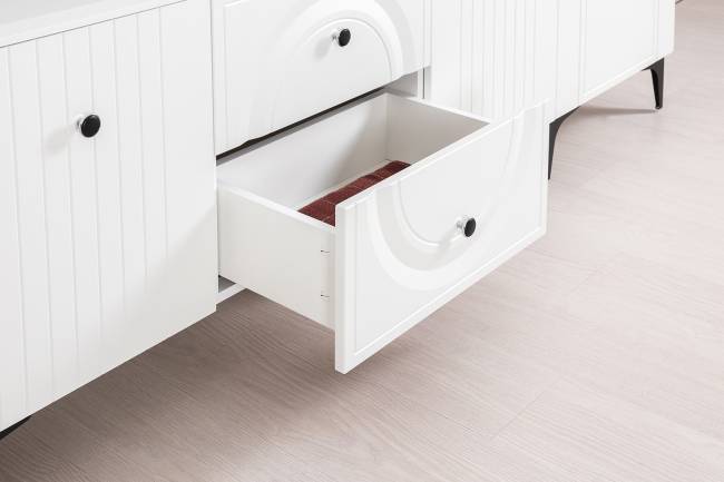 Валенсия стенка для гостиной № 86 цвет белый шагрень