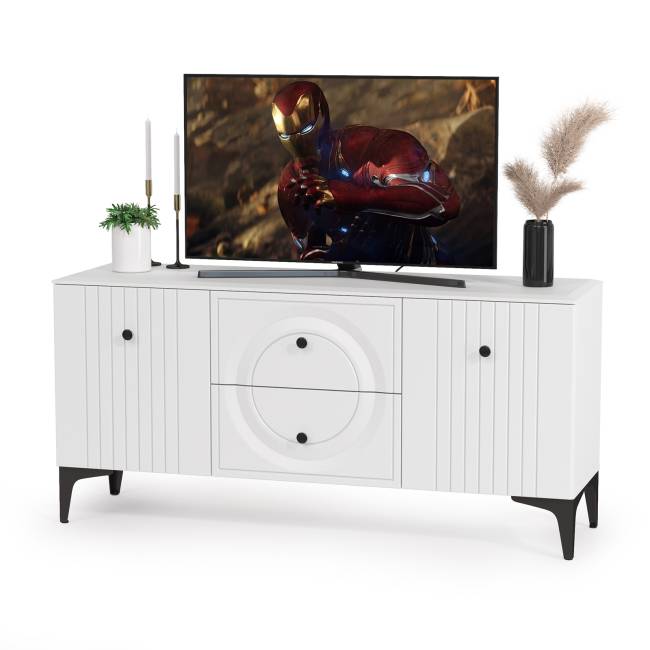 Валенсия стенка для гостиной № 86 цвет белый шагрень