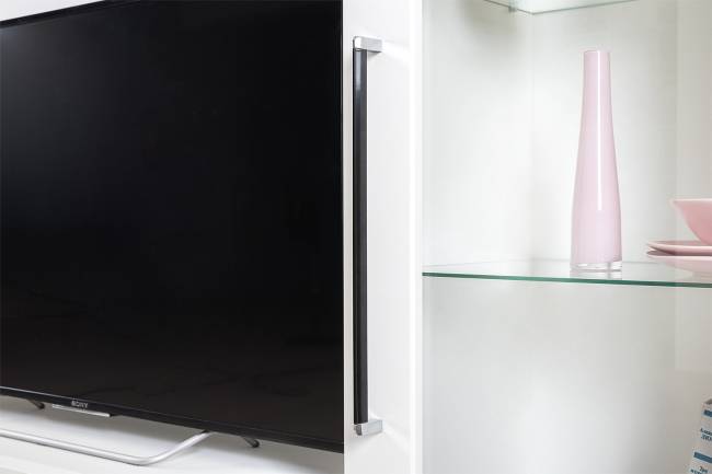 Валенсия стенка в гостиную комнату № 87 цвет белый шагрень