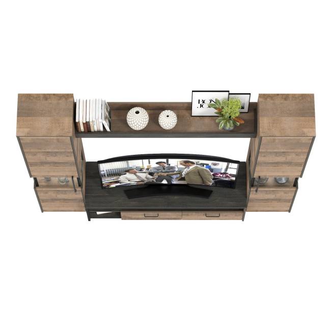 Индустриальная гостиная в стиле лофт с подсветкой Трувор № 17 цвет дуб гранж песочный/интра