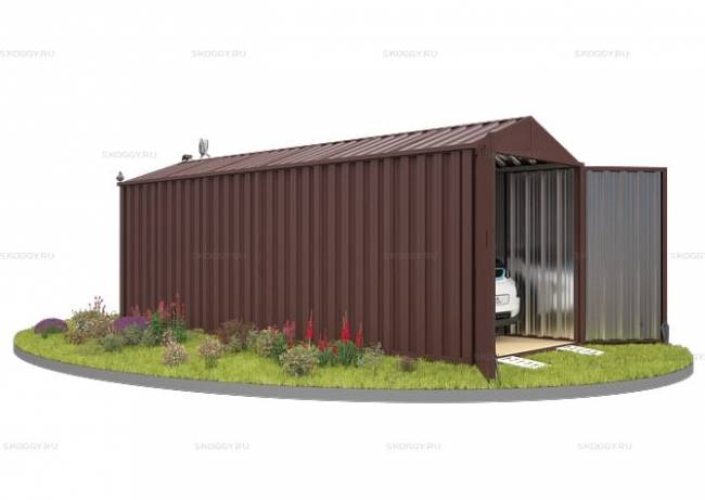 Хозблок SKOGGY секционный с двускатной крышей 6 х 2 м, шоколадный