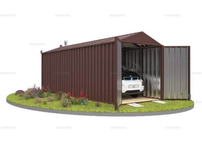 Хозблок SKOGGY секционный с двускатной крышей 6 х 2 м, шоколадный