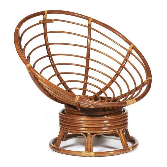 Кресло-качалка PAPASAN/ПАПАСАН w 23/01 B /с подушкой/ 115х78х104 см, Pecan (орех), ткань Оранжевый, С 23 Pecan (орех)