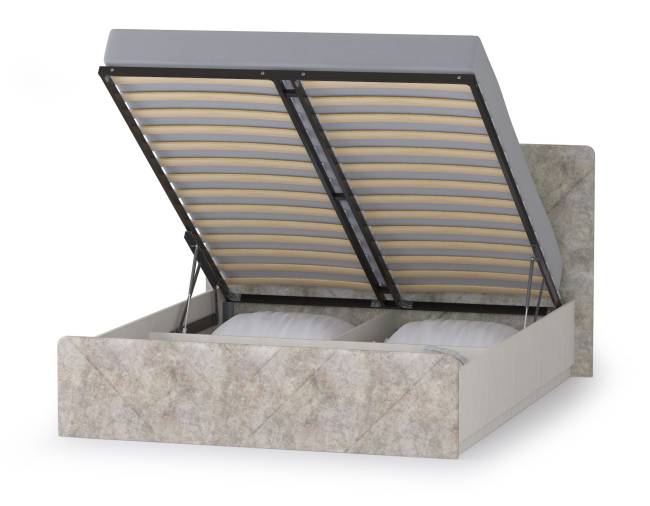 Кровать 1600 с подъёмным ортопедическим основанием Амели 11.31 цвет шёлковый камень/бетон чикаго беж
