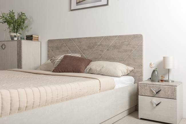 Кровать 1600 с подъёмным ортопедическим основанием Амели 11.31 цвет шёлковый камень/бетон чикаго беж