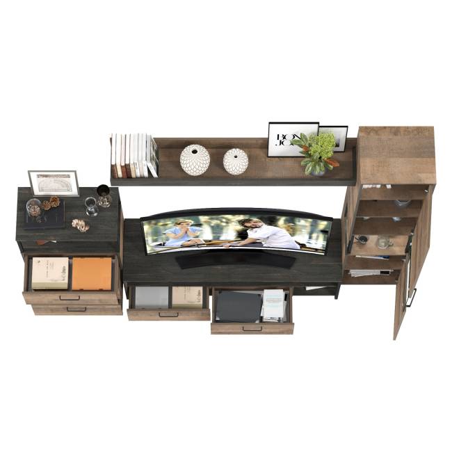 Стенка для гостиной с подсветкой Трувор № 23 цвет дуб гранж песочный/интра