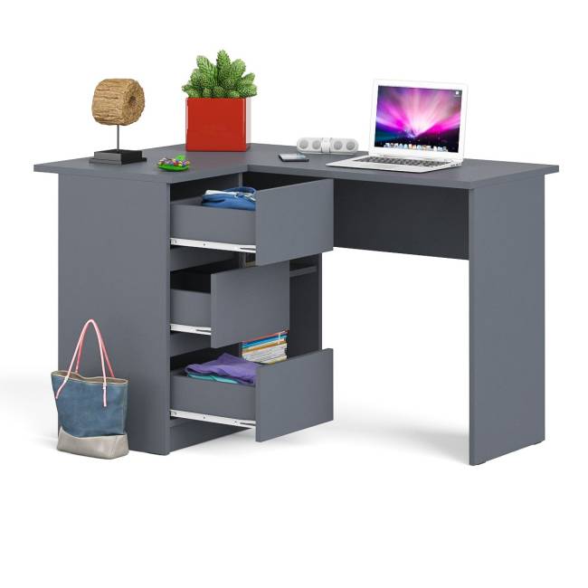 Угловой компьютерный стол Мори МС-16 левый цвет графит Угловой компьютерный стол Мори МС-16 левый цвет графит