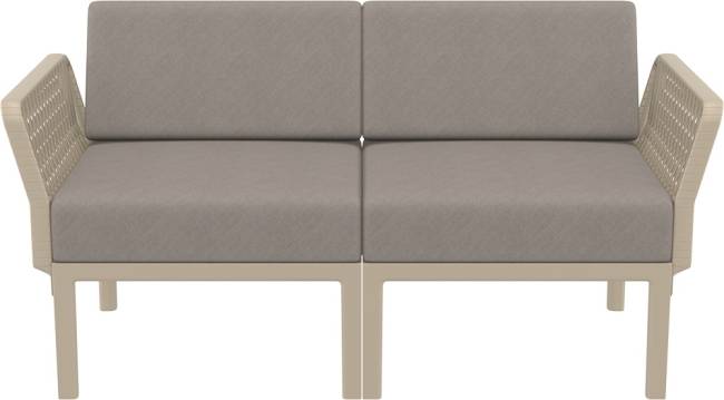 Диван пластиковый двухместный с подушками Portofino Lounge бежевый, светло-коричневый 1600х800х690 мм