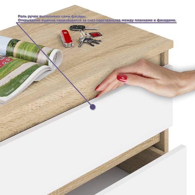 Двухтумбовый стол компьютерный Мори МС-2 с тумбочкой с ящиком и полкой на 1200 цвет дуб сонома/белый