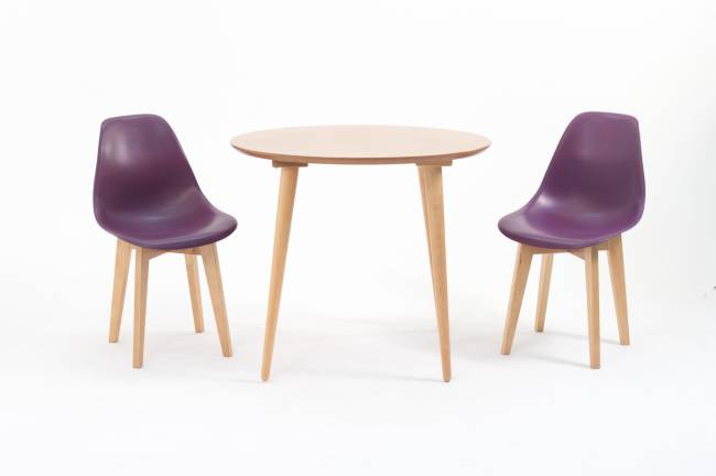Стол Монте К 100 натур со стульями Сашш натур фиолетовый