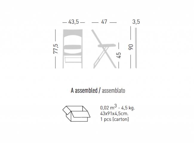 Стул пластиковый складной Compact белый 435х470х775 мм