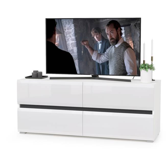 Сидней стенка для гостиной № 38 цвет белый/чёрный/фасады МДФ белый глянец