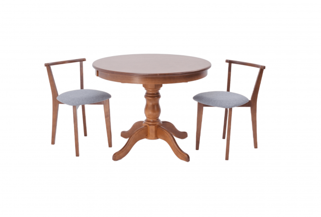 Обеденная группа Брамос К 100 орех со стульями Франк орех серый Обеденная группа Брамос К 100 орех со стульями Франк орех серый