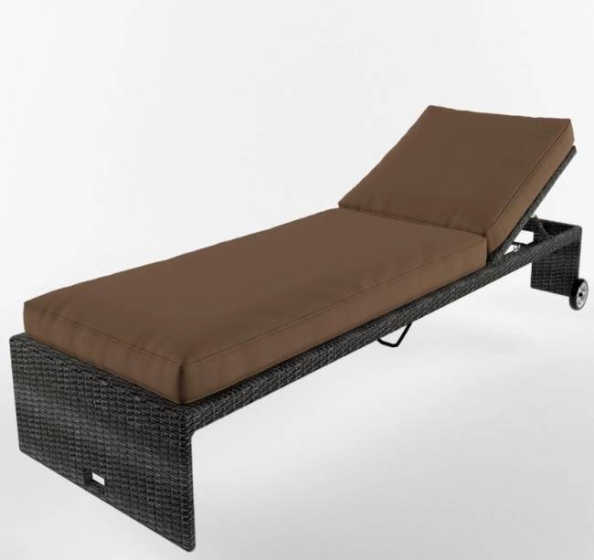 Лежак "Сенатор" на колесиках, из искусственного ротанга, серый, темно-серый, черный, коричневый
