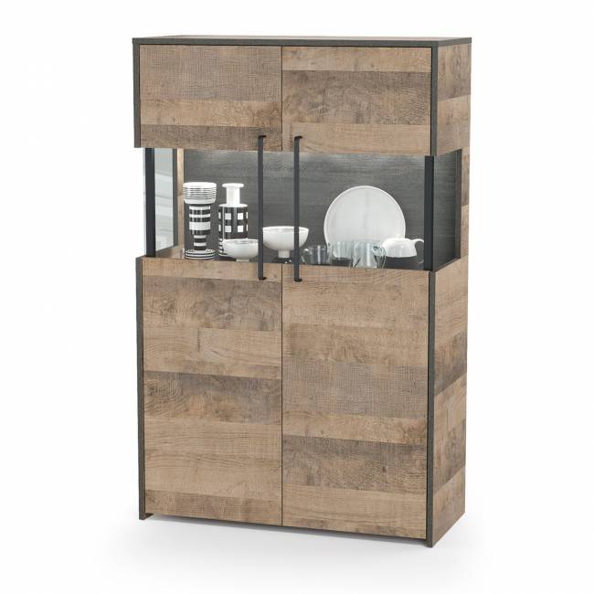 Комод с витриной Трувор 13.306 цвет дуб гранж песочный/интра Комод с витриной Трувор 13.306 цвет дуб гранж песочный/интра