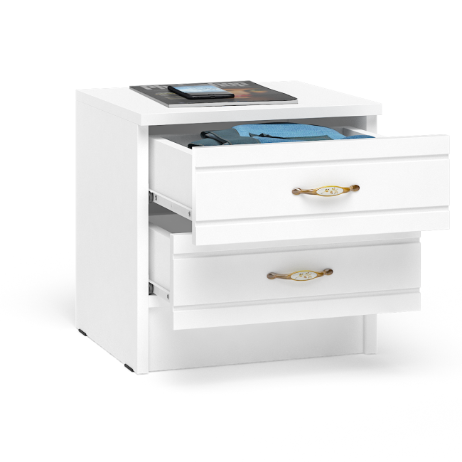 Тумба прикроватная Елена цвет белый/белый глянец