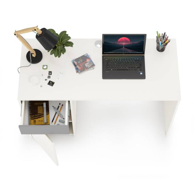 Стол для молодёжной Торонто 12.149 цвет белый шагрень/стальной