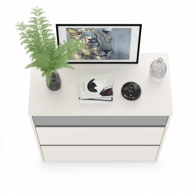 Комод Торонто 13.321 цвет белый шагрень/стальной серый