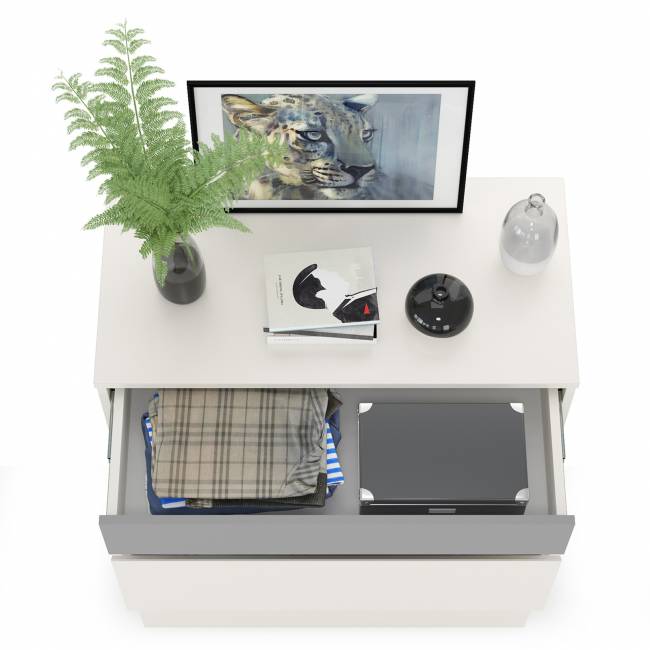 Комод Торонто 13.321 цвет белый шагрень/стальной серый