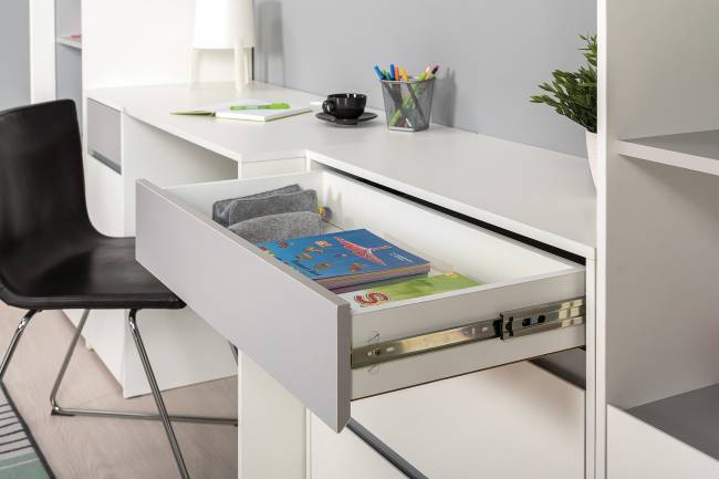 Комод Торонто 13.321 цвет белый шагрень/стальной серый