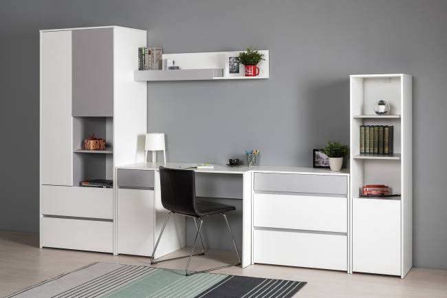 Комод Торонто 13.321 цвет белый шагрень/стальной серый