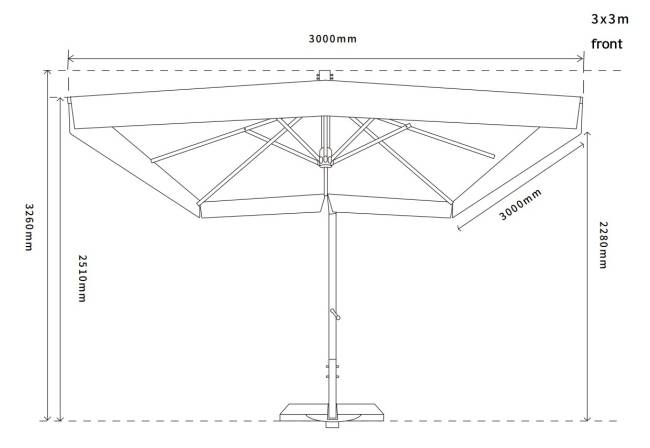 "Корсика" зонт уличный 3х3м на боковой алюминиевой опоре, цвет под дерево "Корсика" зонт уличный 3х3м на боковой алюминиевой опоре, цвет под дерево