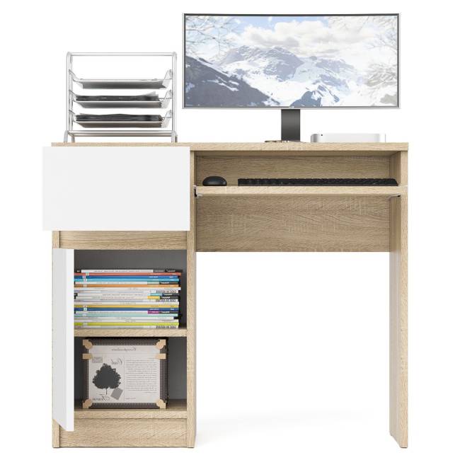 Стол компьютерный Мори МС-1 левый цвет дуб сонома/белый