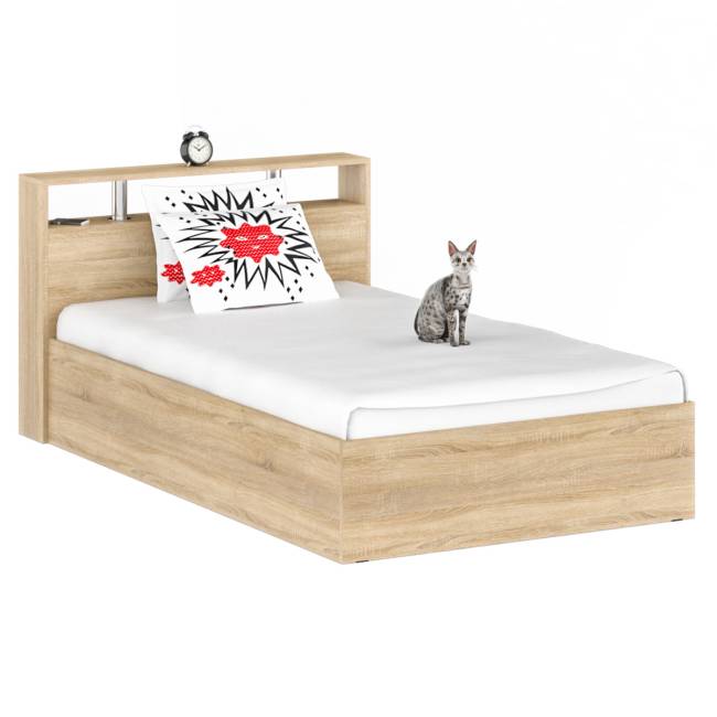 Кровать 1400 Камелия + две тумбы цвет дуб сонома