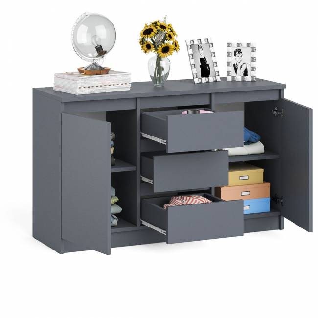 Комод-тумба три ящика и две дверки Мори МК1200.3 цвет графит Комод-тумба три ящика и две дверки Мори МК1200.3 цвет графит