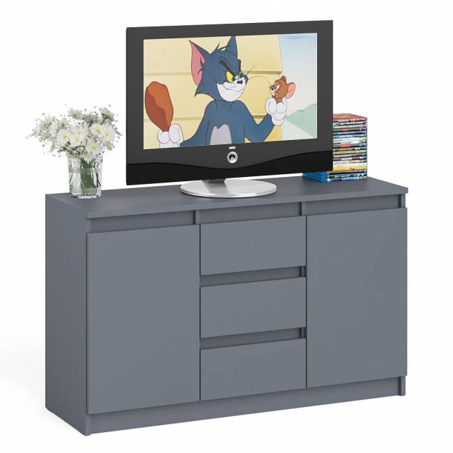 Комод-тумба три ящика и две дверки Мори МК1200.3 цвет графит Комод-тумба три ящика и две дверки Мори МК1200.3 цвет графит