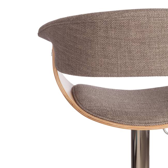 Барный стул VIMTA (mod.4021S) металл/дерево/ткань, 60х51х91,5-112,5 см, выс. сид. 61,5-82,5 см, бежевый/натур./хром, Aimcasa 5 береза, серый металл/дерево/ткань