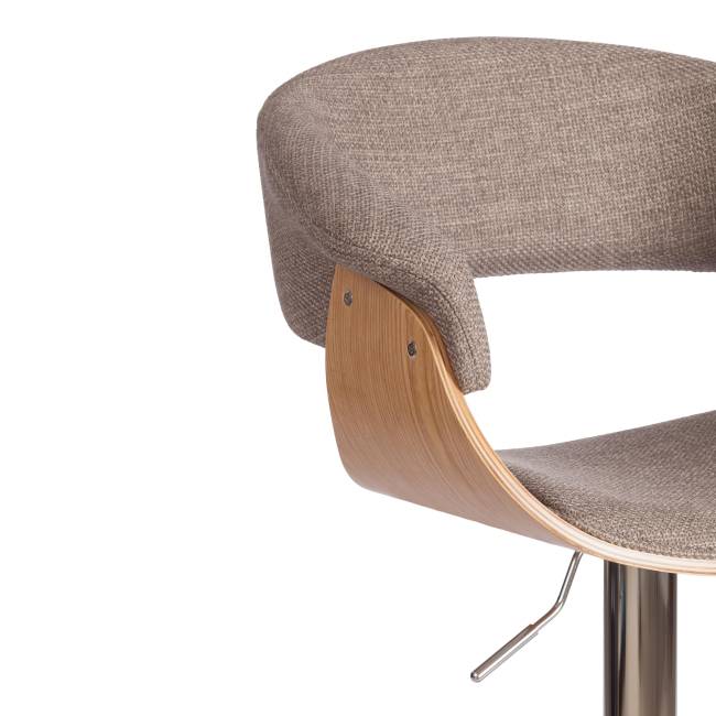 Барный стул VIMTA (mod.4021S) металл/дерево/ткань, 60х51х91,5-112,5 см, выс. сид. 61,5-82,5 см, бежевый/натур./хром, Aimcasa 5 береза, серый металл/дерево/ткань