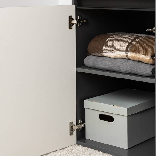 Две тумбы для телевизора с двумя верхними полочками и шкаф с дверками Сидней цвет антрацит/МДФ веллюто капучино Две тумбы для телевизора с двумя верхними полочками и шкаф с дверками Сидней цвет антрацит/МДФ веллюто капучино