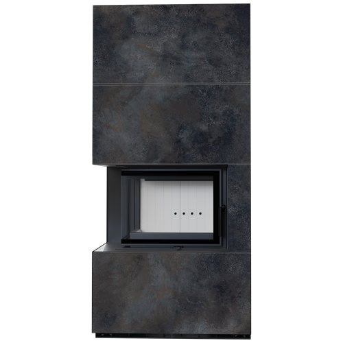 Каминокомплект Kratki PRO FLOKI OSSIDO NERO, угловое стекло слева