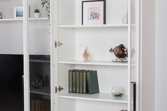 Большая стенка для ТВ-аппаратуры Валенсия № 64 цвет белый шагрень