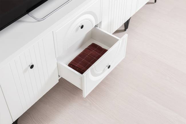 Большая стенка для ТВ-аппаратуры Валенсия № 64 цвет белый шагрень