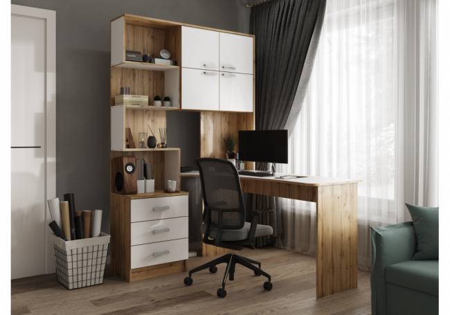 Компьютерный стол Ганор правый дуб вотан / белый