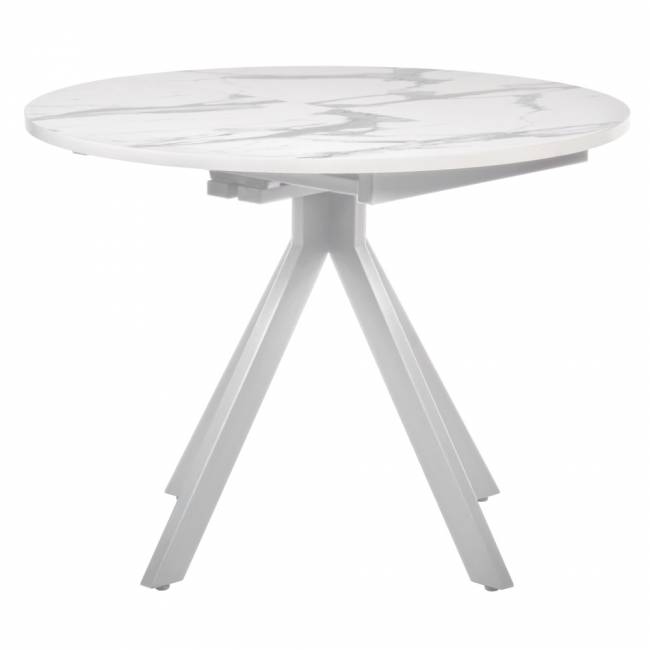 Стол Rudolf круглый раскладной 100-130x100x75см, белый мрамор, белый