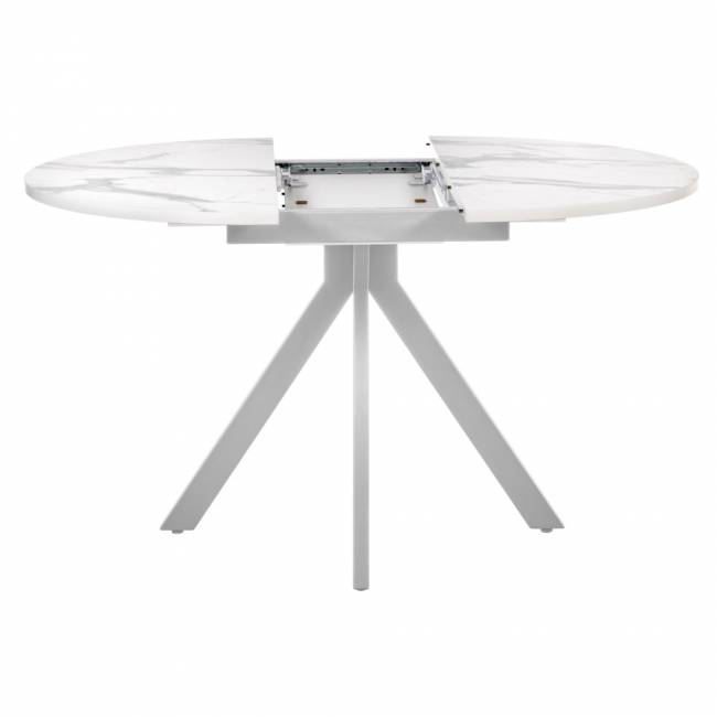 Стол Rudolf круглый раскладной 100-130x100x75см, белый мрамор, белый
