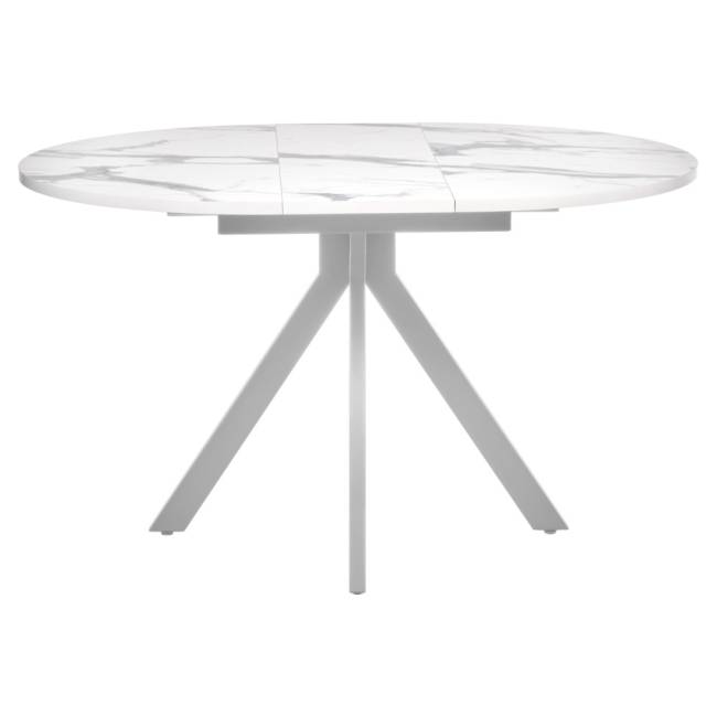Стол Rudolf круглый раскладной 100-130x100x75см, белый мрамор, белый