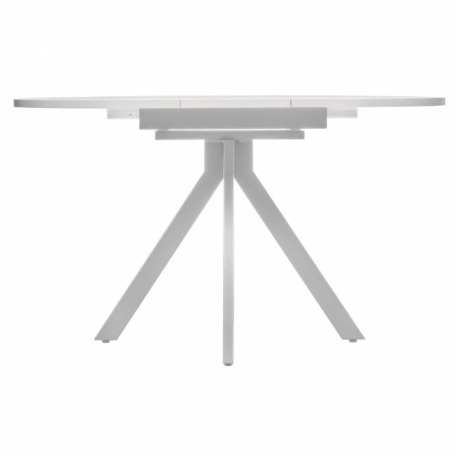 Стол Rudolf круглый раскладной 100-130x100x75см, белый мрамор, белый