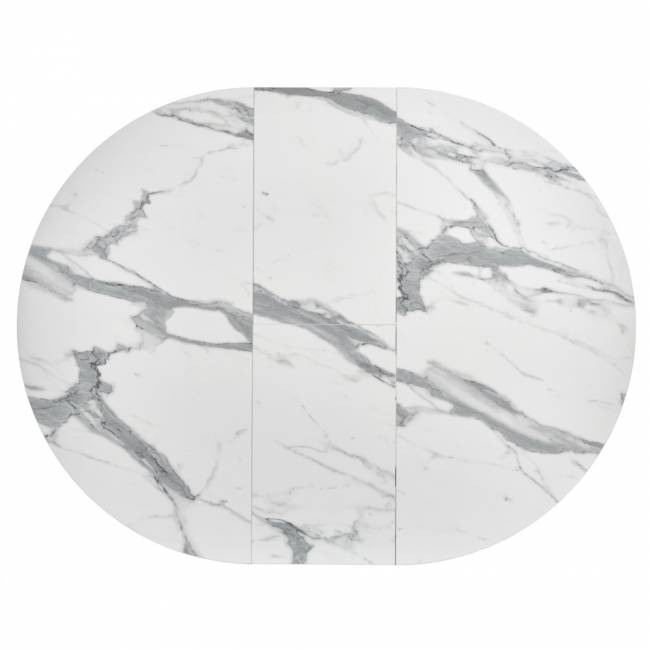 Стол Rudolf круглый раскладной 100-130x100x75см, белый мрамор, белый