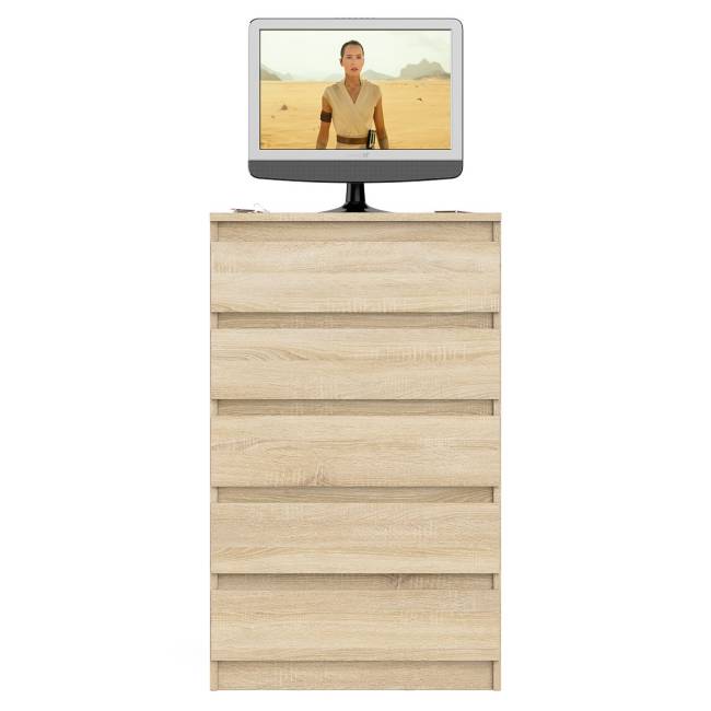 Узкий комод пять ящиков Мори МК700.5 цвет дуб сонома