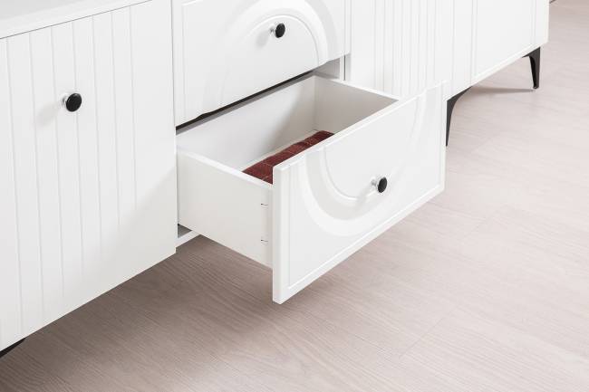 Два широких серванта и ТВ-тумба Валенсия цвет белый шагрень Два широких серванта и ТВ-тумба Валенсия цвет белый шагрень