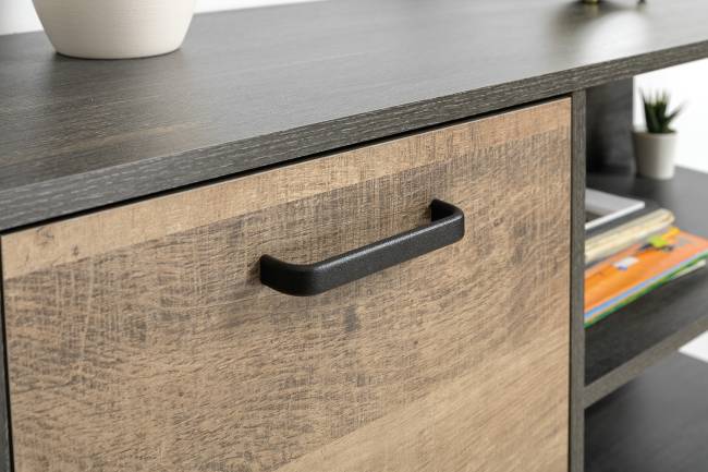 Два комода с дверкой и ящиком с навесной полкой и комодом с тремя ящиками Трувор цвет дуб гранж песочный/интра