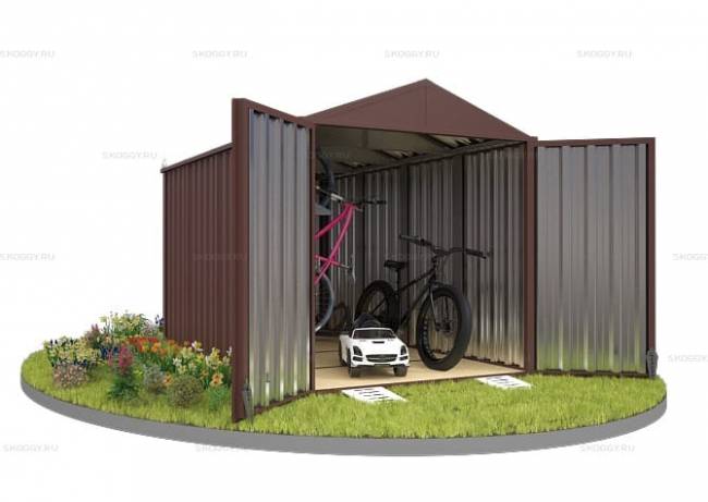 Хозблок SKOGGY секционный с двускатной крышей 4 х 2 м, шоколадный Хозблок SKOGGY секционный с двускатной крышей 4 х 2 м, шоколадный