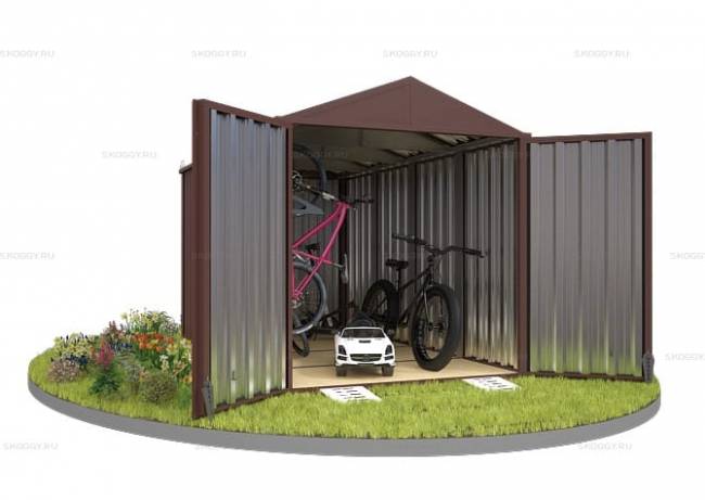 Хозблок SKOGGY секционный с двускатной крышей 4 х 2 м, шоколадный Хозблок SKOGGY секционный с двускатной крышей 4 х 2 м, шоколадный