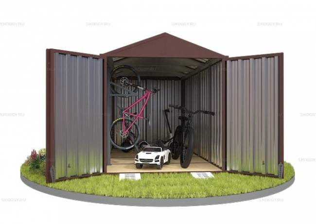 Хозблок SKOGGY секционный с двускатной крышей 4 х 2 м, шоколадный Хозблок SKOGGY секционный с двускатной крышей 4 х 2 м, шоколадный