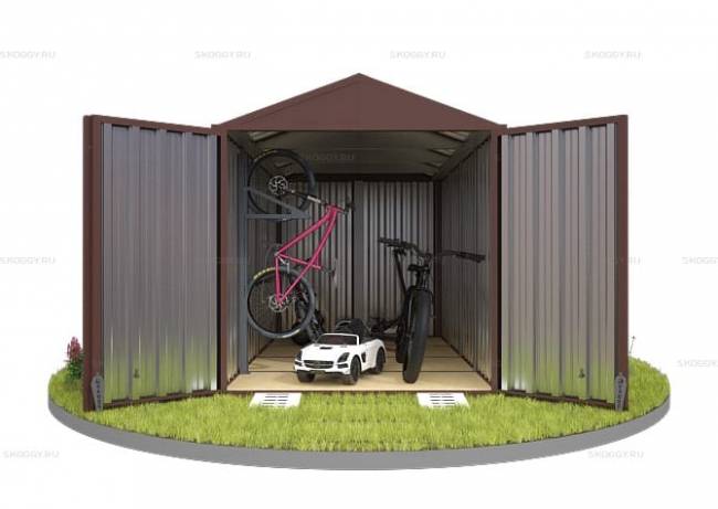 Хозблок SKOGGY секционный с двускатной крышей 4 х 2 м, шоколадный Хозблок SKOGGY секционный с двускатной крышей 4 х 2 м, шоколадный